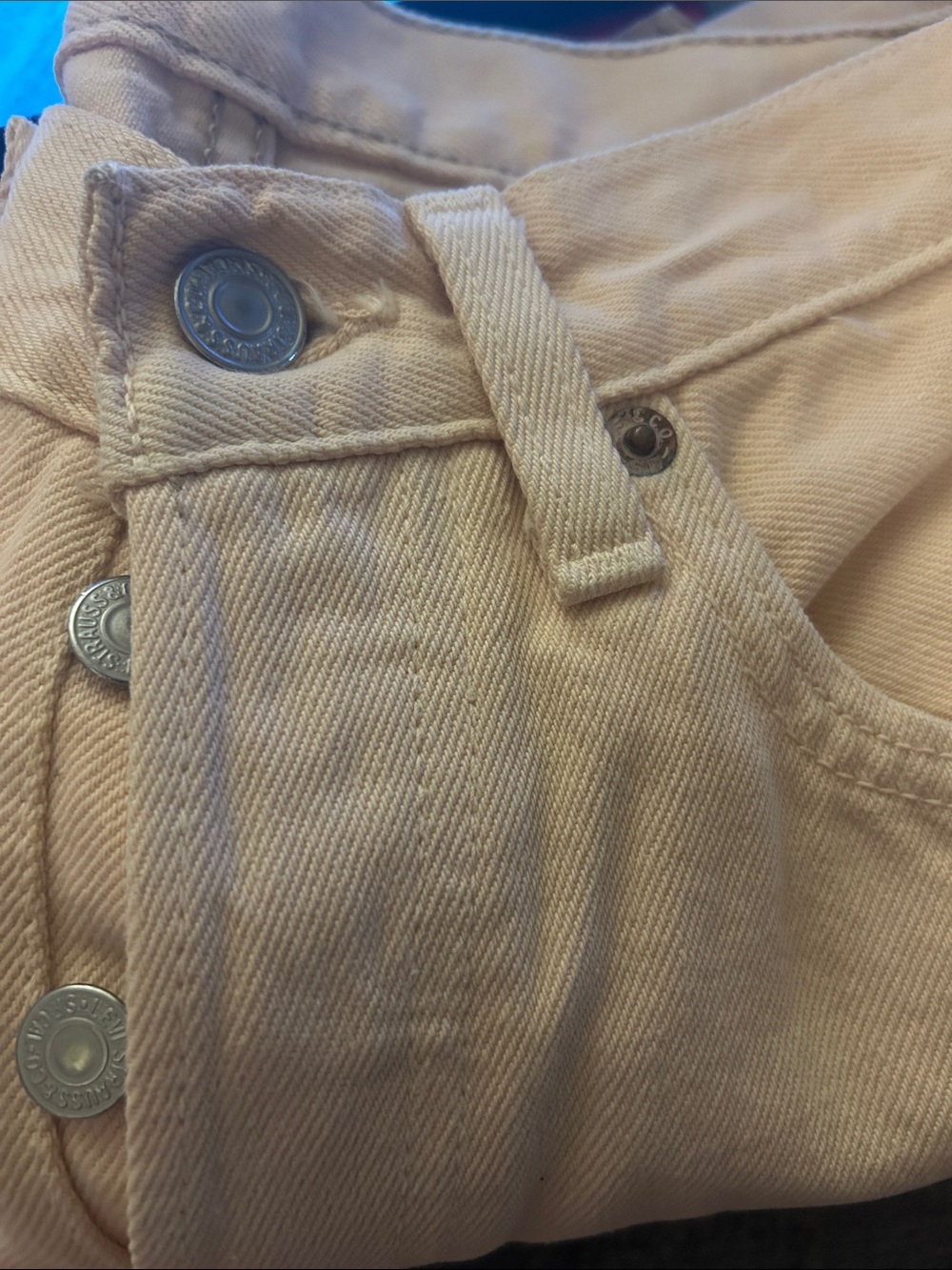 Levi’s 501 button fly Vintage peach pink denim jeans size 26” x 31.5” red tab
